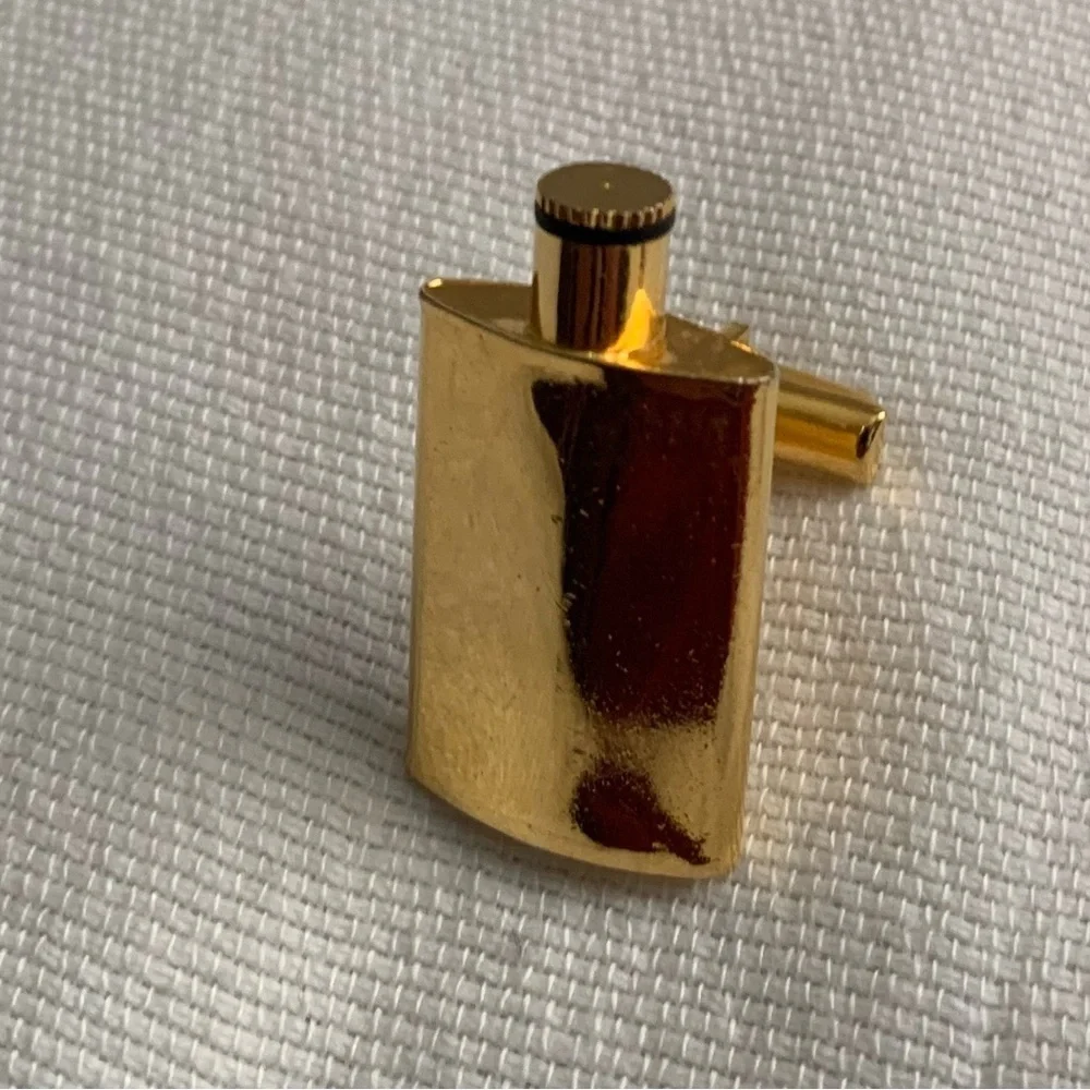 Vintage Gold-Tone Flask Cufflink and Vintage Sliver-Tone Square Cufflink